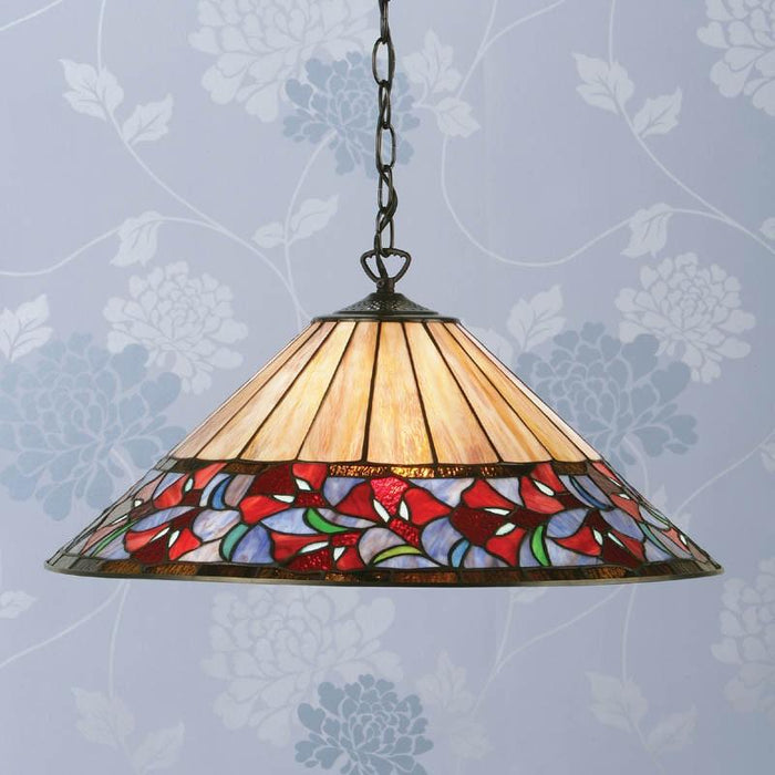Antique Stained Glass Pendant Tiffany Ceiling Light for Entrance/Coffee Table/Bar