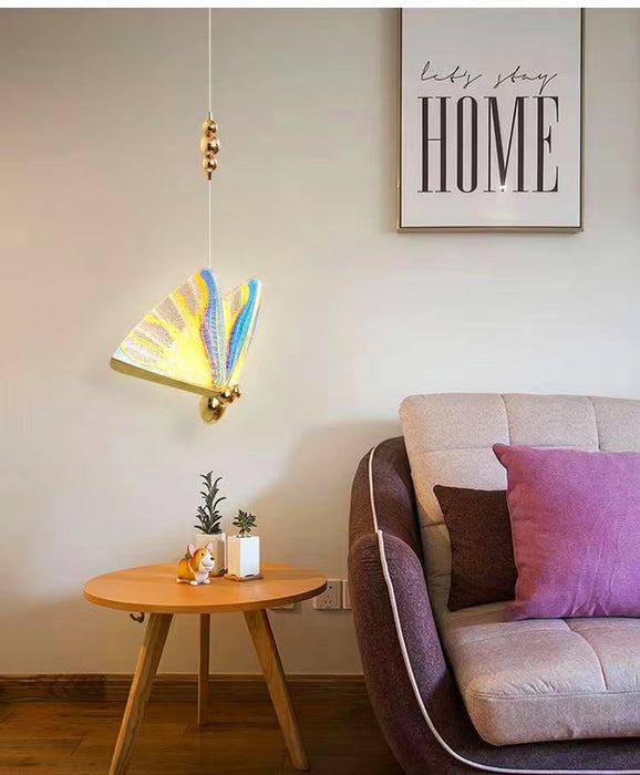 Lámpara colgante de mariposa de arte de lujo, luz extragrande, para dormitorio/comedor/escalera
