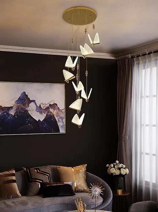 Extra Large Light Luxury Art Butterfly Pendant Chandelier for Bedroom/Dining Room/Staircase