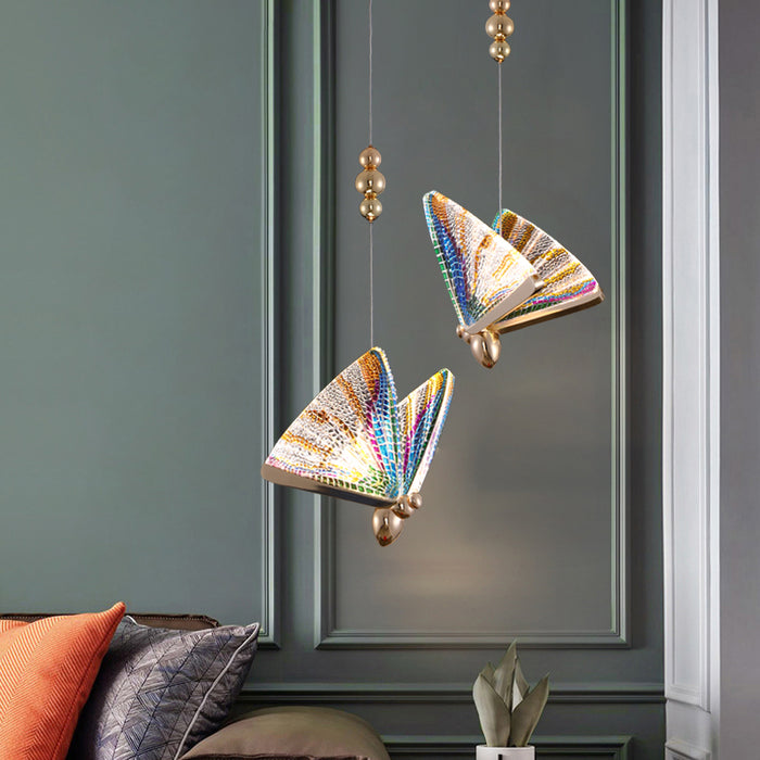 Lámpara colgante de mariposa de arte de lujo, luz extragrande, para dormitorio/comedor/escalera