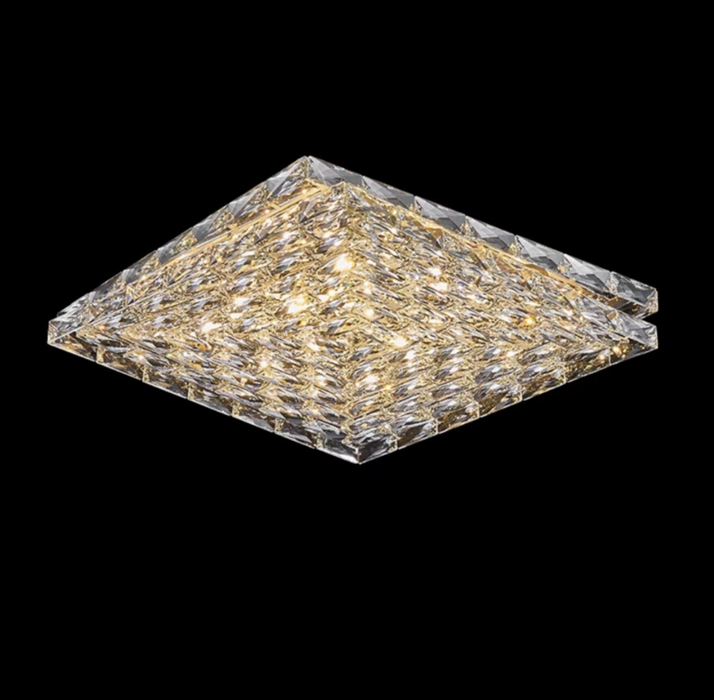 Lampadario di cristallo extra large di lusso con montaggio a incasso, luce rettangolare, per soggiorno/camera da letto