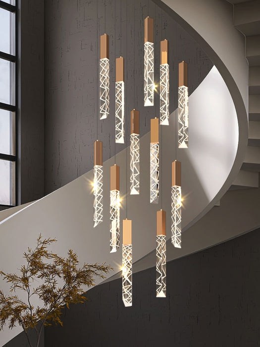 Extra Large Modern K9 Crystal Rod Pendant Long Chandelier for Staircase/Living Room/Foyer