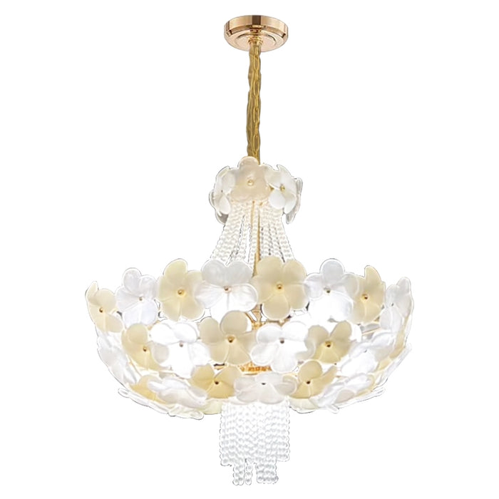 Lámpara colgante de cristal claro con flores de estilo de diseñador de lujo y luz moderna para sala de estar/dormitorio/entrada grande