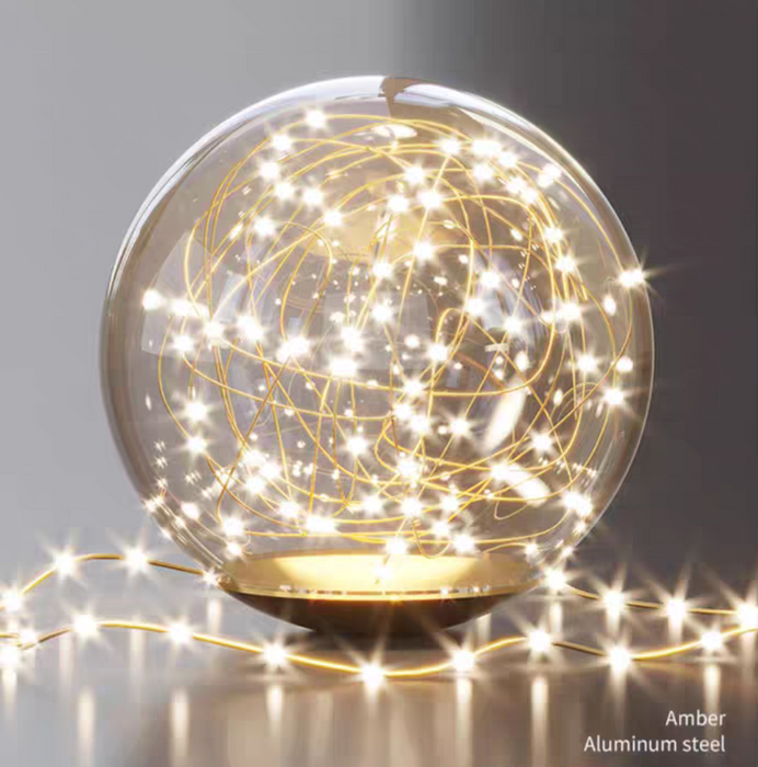 Lampadario moderno rotondo a sfera in vetro trasparente con luce stellare a cielo pieno per soggiorno/sala da pranzo/camera da letto