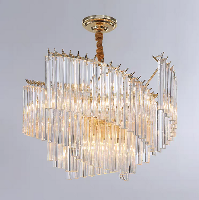 Lámpara colgante de cristal con gradas en espiral de arte moderno grande para sala de estar/comedor/entrada