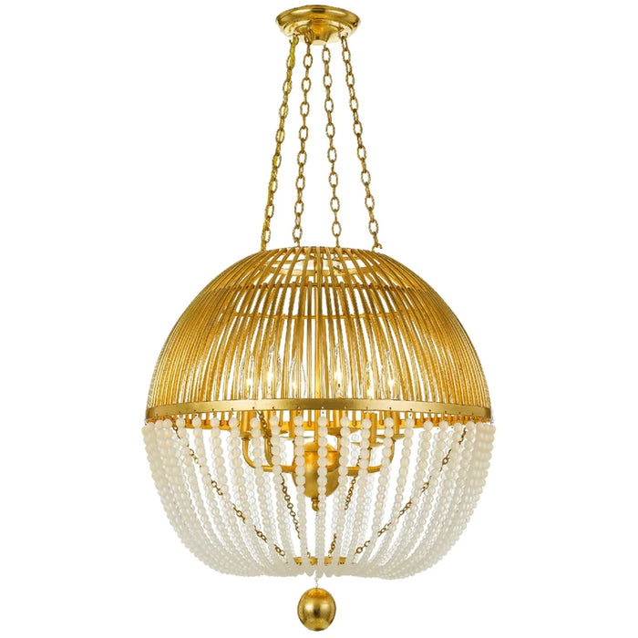 Bohemia Sphere Light Wooden Beads Pendant Candle Chandelier for Bedroom/Foyer/Entrys/Living Room