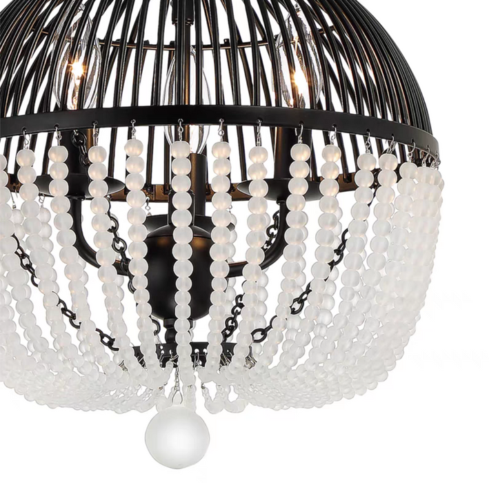Lampadario a candela con ciondolo a forma di sfera di Boemia con perline di legno chiaro per camera da letto/foyer/ingressi/soggiorno