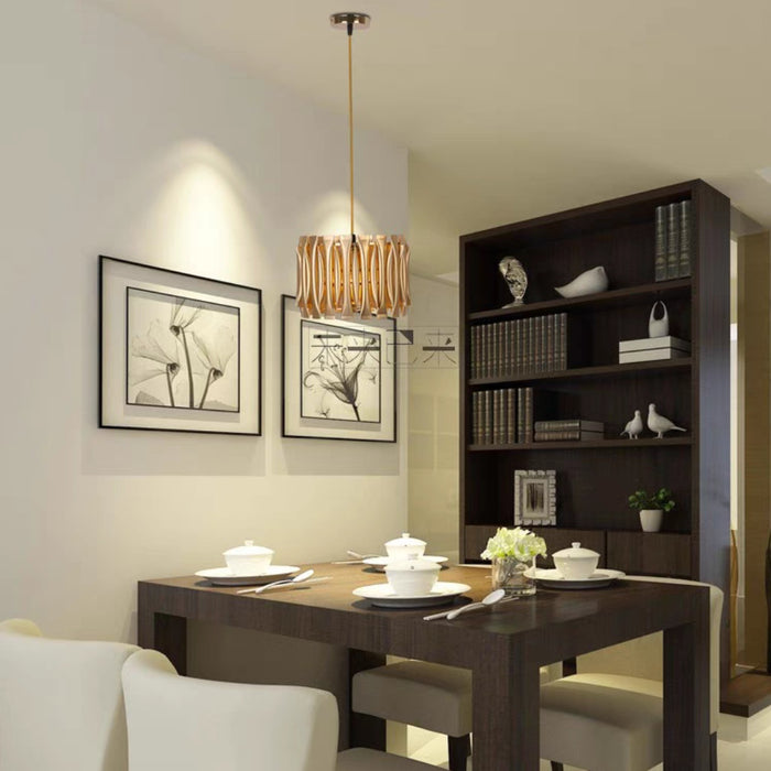 Post-Modern Light Luxury Aluminum Hollow Round Gold Chandelier for Living/Dining Room/Bar