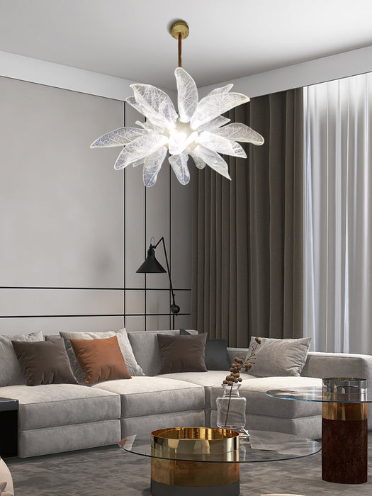 Nordic Art Clear Resin Floral Chandelier for Living Room/Dining Room