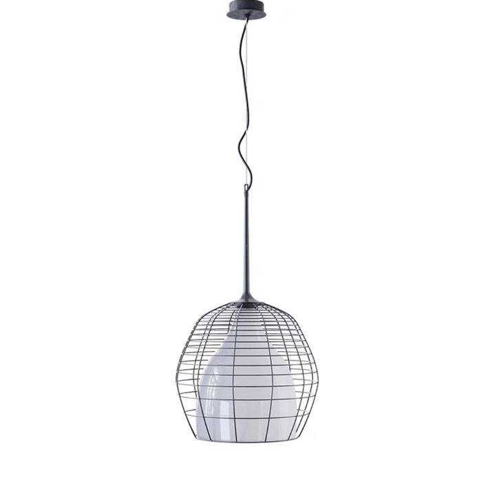 Modern Minimalist Cage Metal Grille Dining Table Pendant Chandelier for Dining Room/Kitchen Island/Bedside