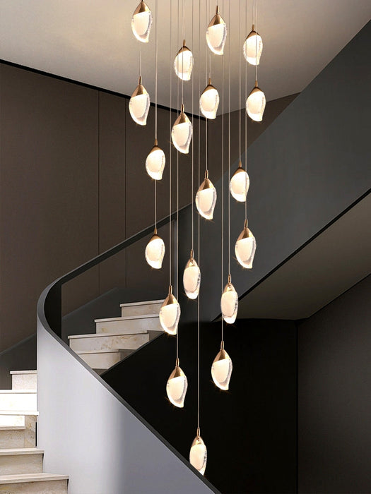 Lámpara colgante moderna con forma de Mango, cristal claro, burbujas de aire, para escaleras/sala de estar/sala de techo alto
