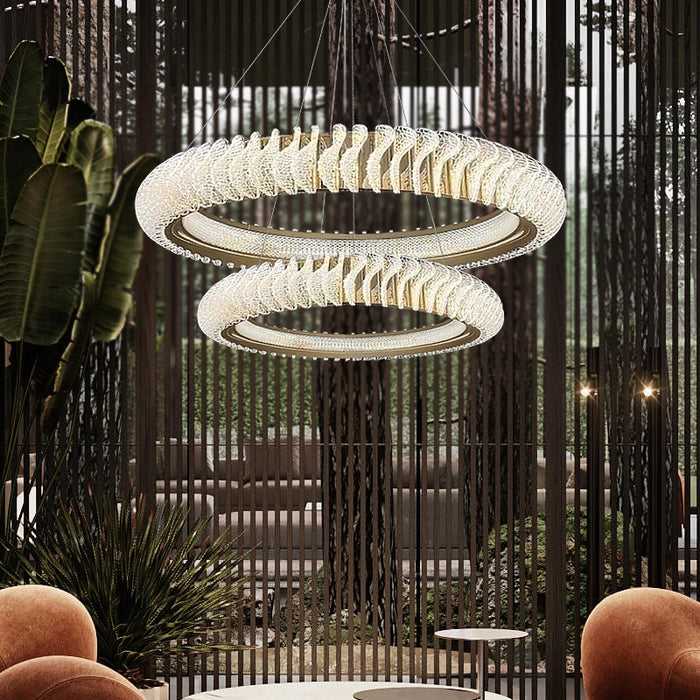 Extra Large Tiers Modern Stainless Steel Ring Chandelier for Living Room/Foyer/Big Entrys