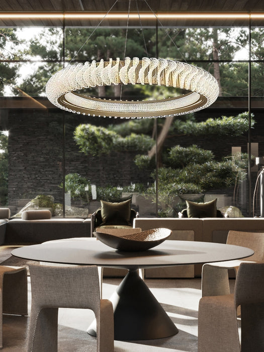 Lampadario moderno ad anello in acciaio inossidabile a livelli extra grandi per soggiorno/foyer/grandi ingressi