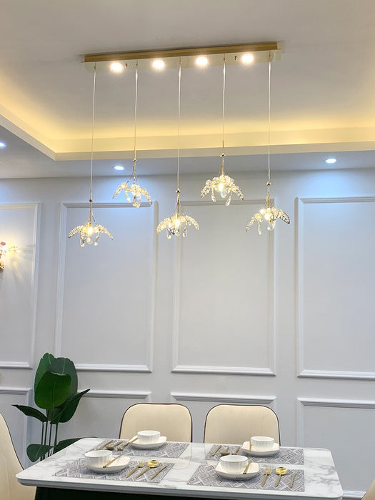Lampadario a sospensione a forma di fiore in cristallo di arte moderna di grandi dimensioni per sala da pranzo/isola cucina/bar/scale