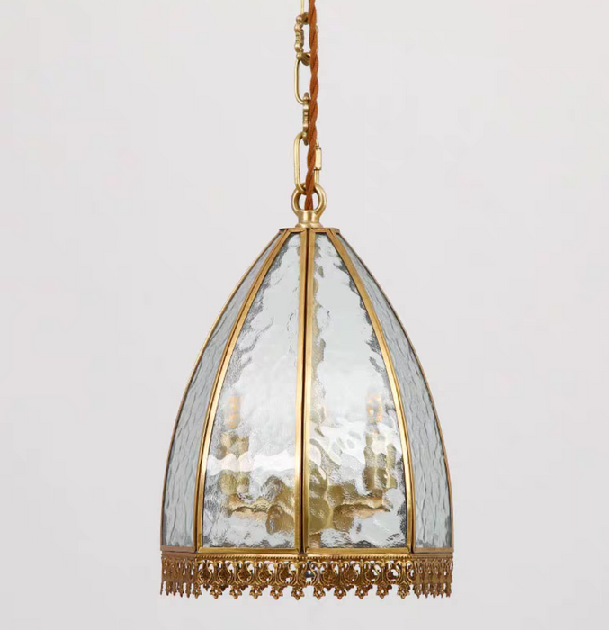 Lampadario a sospensione Tiffany americano vintage in ottone e vetro per comodino/sala da pranzo/foyer/bar