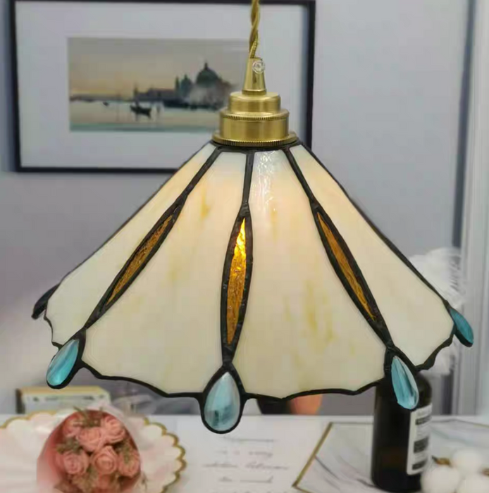 Vintage Style Colorful Glass Pendant Tiffany Chandelier for Dining Room/Bar/Bedside