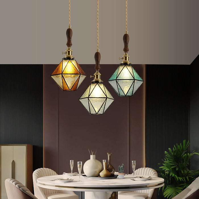 Lámpara colgante de cristal colorida de estilo vintage Tiffany para comedor/bar/mesita de noche