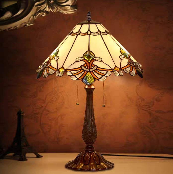 Lampada in vetro a ombrello multicolore in stile vintage Tiffany per comodino/tavolino