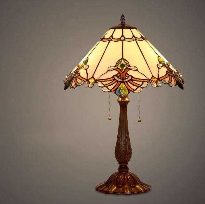 Lámpara de cristal estilo paraguas multicolor Tiffany Vintage para mesita de noche/mesa de centro