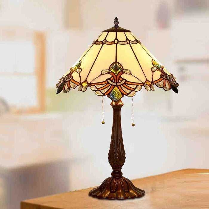 Lámpara de cristal estilo paraguas multicolor Tiffany Vintage para mesita de noche/mesa de centro