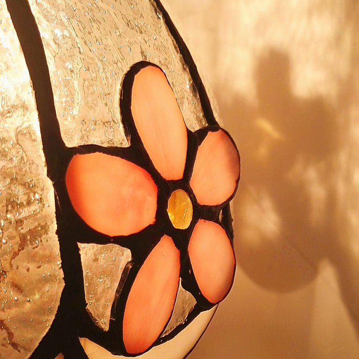 Lampada in vetro Tiffany Retro Ideas con fiori artistici per comodino/tavolino/sala studio