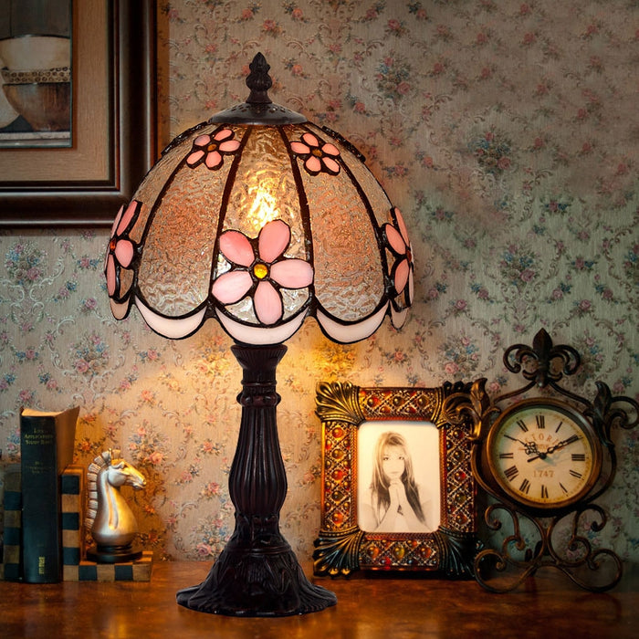 Lampada in vetro Tiffany Retro Ideas con fiori artistici per comodino/tavolino/sala studio