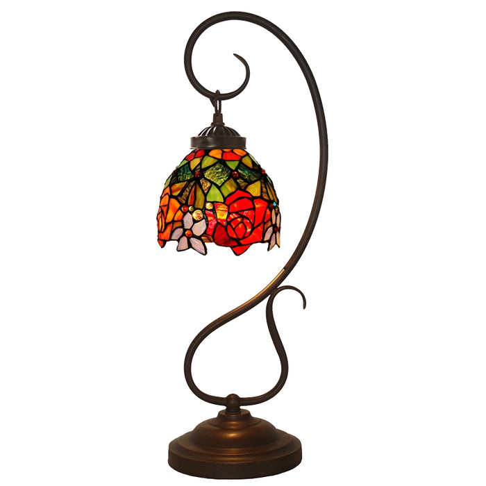 Tiffany Retro Stereoscopic Flower Art Glass Table Lamp for Bedside/Coffee Table