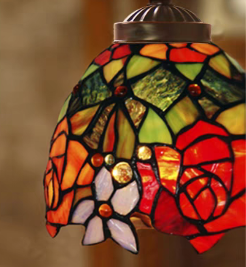 Lámpara de mesa de cristal estereoscópica retro Tiffany para mesita de noche/mesa de centro