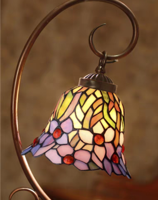 Lampada da tavolo Tiffany retrò stereoscopica in vetro artistico floreale per comodino/tavolino da caffè