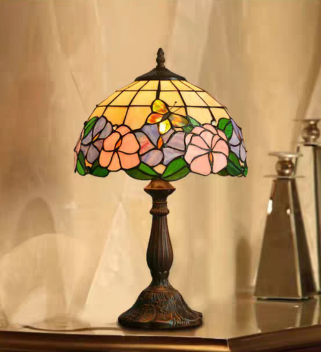 Lámparas de mesa de vidrieras estilo vintage americano Tiffany para mesita de noche/sala de estar/bar