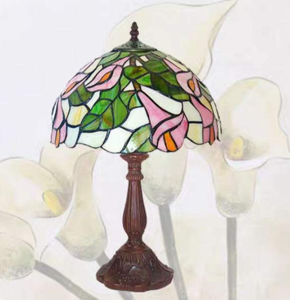 Lampade da tavolo Tiffany in vetro colorato in stile vintage americano per comodino/soggiorno/bar