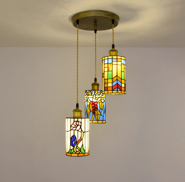 Tiffany Retro Art Colored Glass Pendant Chandelier for Dining Table/Hallway/Kitchen Island