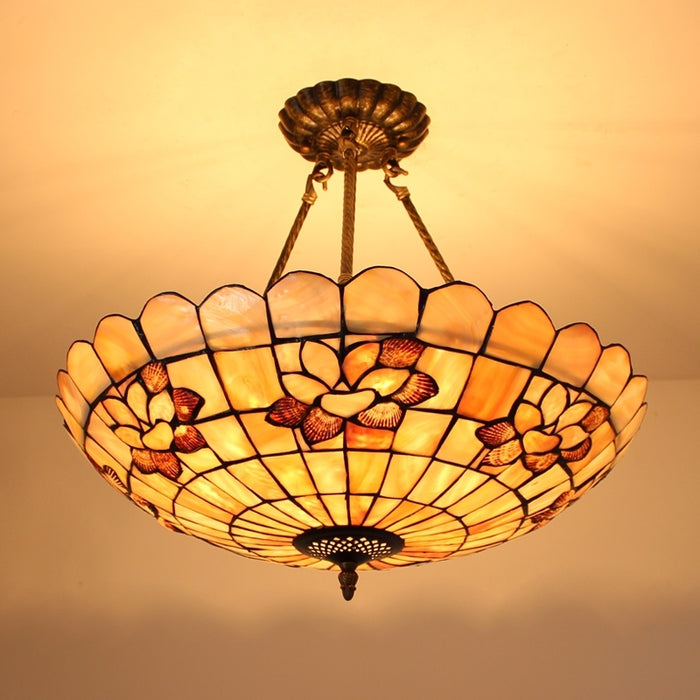 Lampada a sospensione in vetro con ombrello rovesciato colorato retrò Tiffany per soggiorno/ingresso/corridoio
