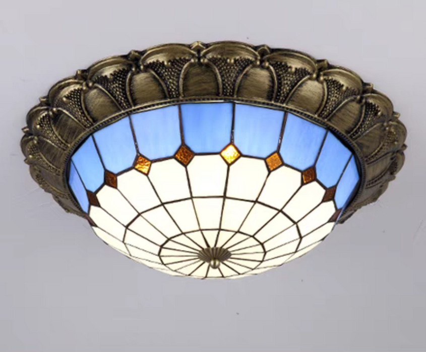 Lámpara de araña Tiffany Vintage con vidrieras empotradas para sala de estar/dormitorio