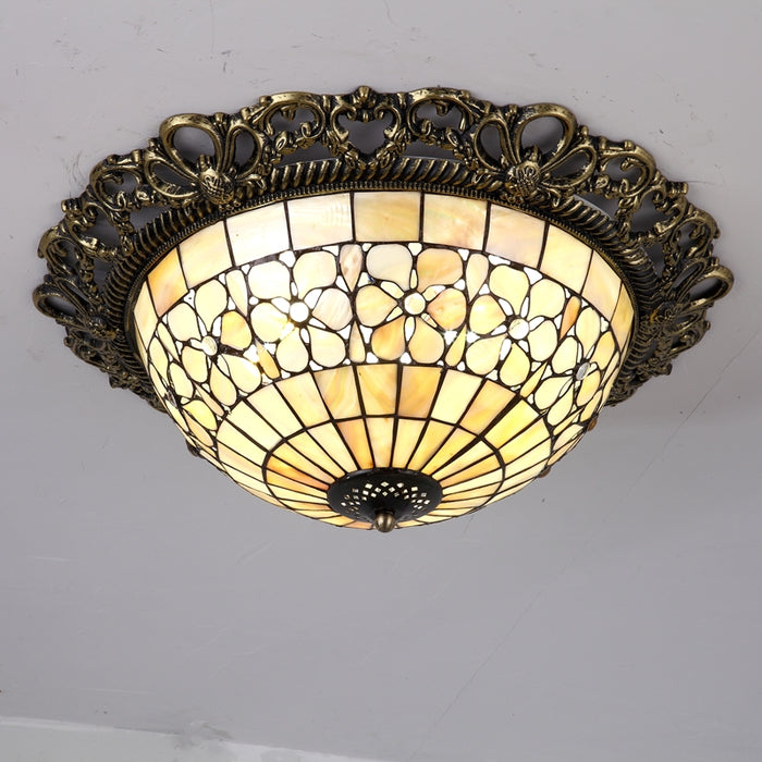 Lámpara de araña Tiffany Vintage con vidrieras empotradas para sala de estar/dormitorio