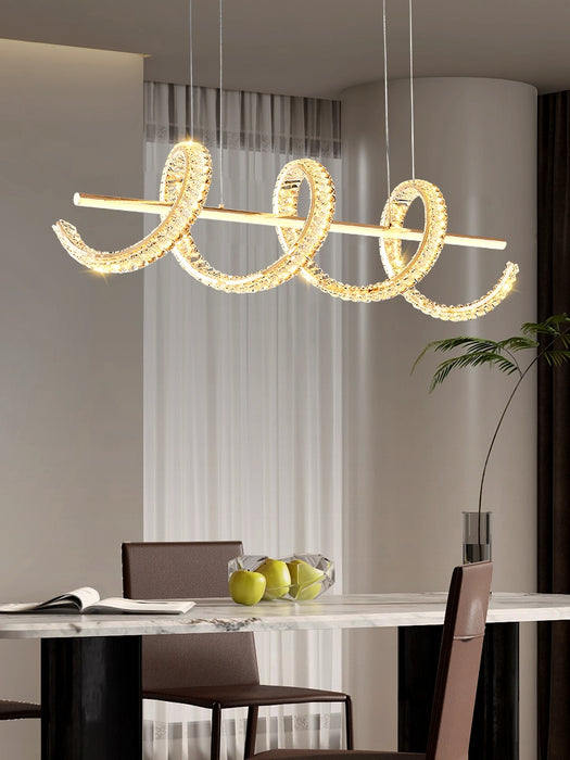 Lámpara colgante de cristal de lujo con luz artística dorada moderna para comedor/isla de cocina