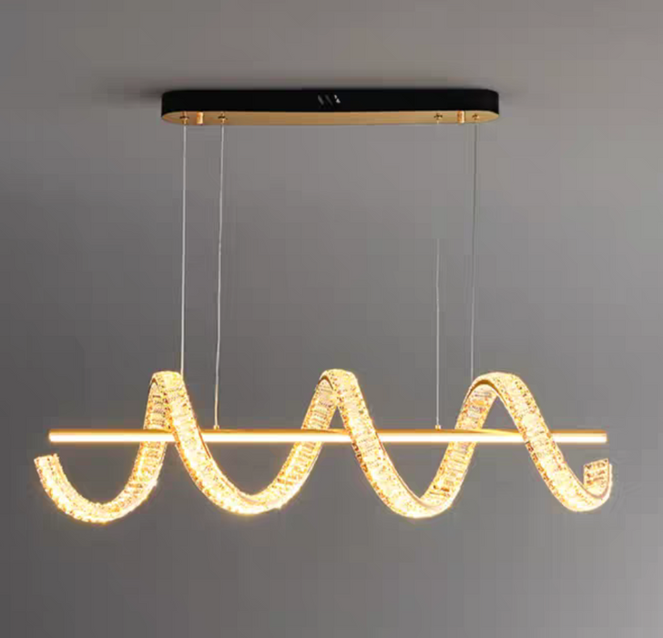Modern Gold Art Light Luxury Crystal Pendant Chandelier for Dining Room/Kitchen Island