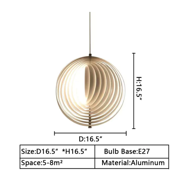 D16.5"*H16.5" chandelier,chandeliers,pendant,dining table,kitchen island,bedside,living room,bar,foyer,stairs,round,moon light,art,white,pink,orange,aluminum
