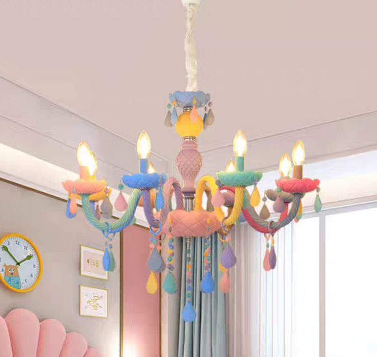 Lampadario a vento color crema per ragazze in vetro colorato Macaron per camera da letto/stanza dei bambini/stanza della principessa