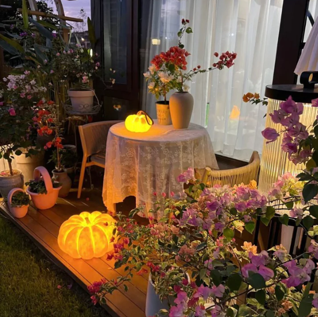 Lampada da tavolo Art Pumpkin Lampada da prato per decorazione da giardino impermeabile per esterni