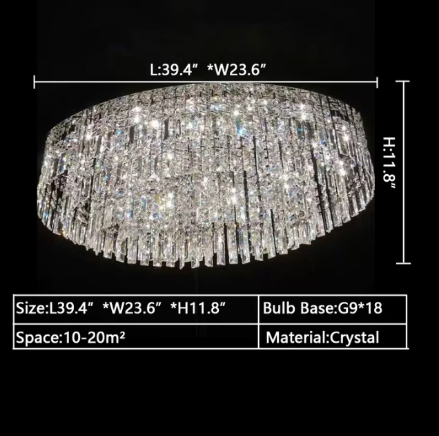 L39.4"*W23.6"*H11.8" chandelier,chandeliers,extra large, large,huge,big,oversize,flush mount,ceiling,crystal rods,crystal,layers,multi-tier,tiers,luxury,chrome,living room,dining room,bedroom,villa,foyer,hallway