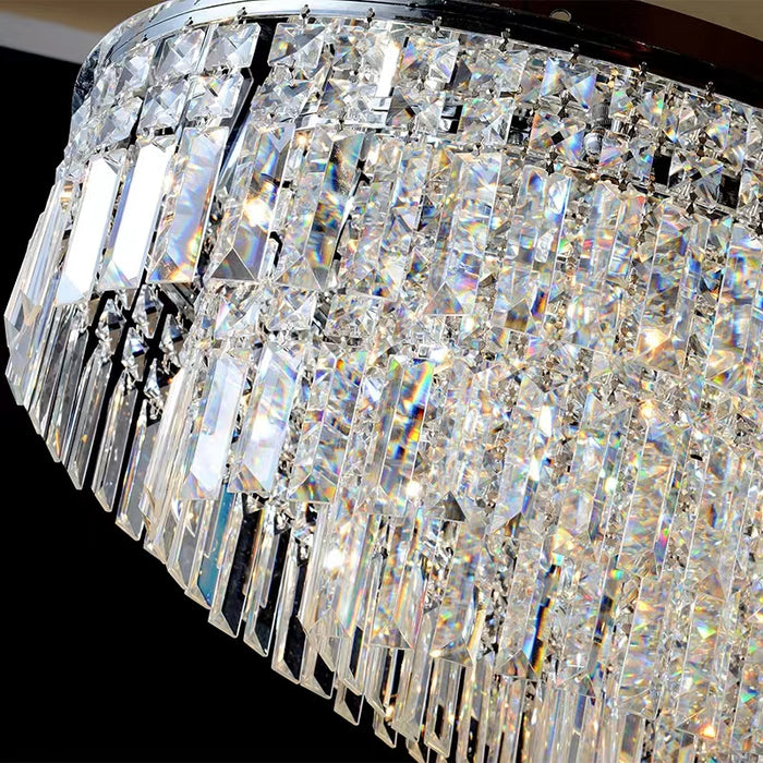 Candelabro de cristal de varios niveles con montaje empotrado Extra grande, accesorio de iluminación moderno de lujo para sala de estar/comedor/dormitorio