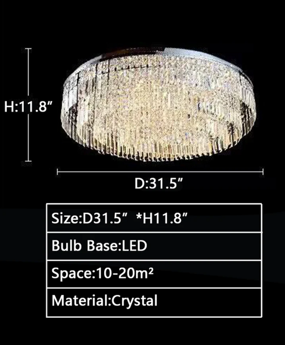 D31.5"*H11.8" chandelier,chandeliers,extra large, large,huge,big,oversize,flush mount,ceiling,crystal rods,crystal,layers,multi-tier,tiers,luxury,chrome,living room,dining room,bedroom,villa,foyer,hallway
