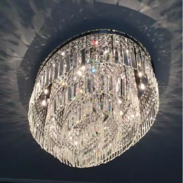Candelabro de cristal de varios niveles con montaje empotrado Extra grande, accesorio de iluminación moderno de lujo para sala de estar/comedor/dormitorio