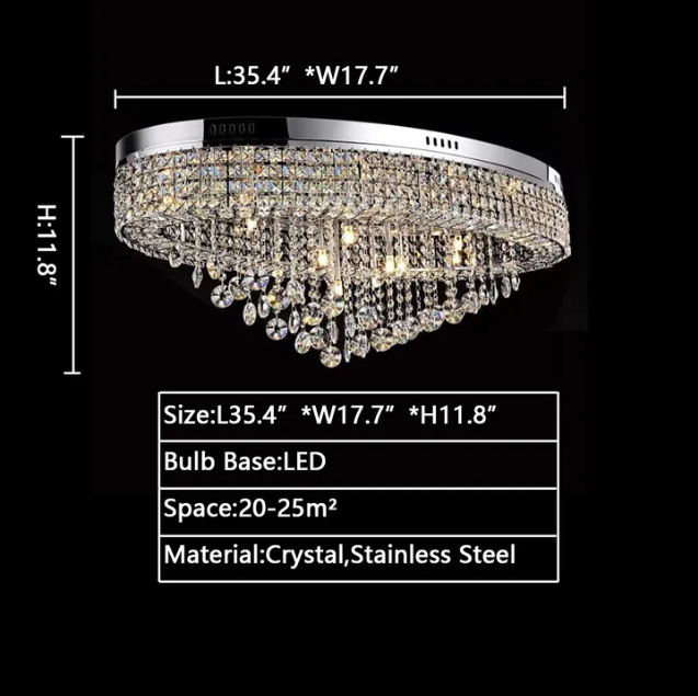 L35.4"*W17.7"*H11.8" chandelier,chandeliers,extra large, large,huge,big,oversize,flush mount,ceiling,crystal rods,crystal,layers,multi-tier,tiers,luxury,chrome,living room,dining room,bedroom,villa,foyer,hallway