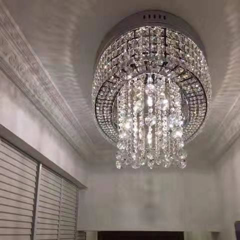 Lámpara colgante de cristal ovalada de montaje empotrado moderna de gran tamaño para sala de estar/mesa de comedor