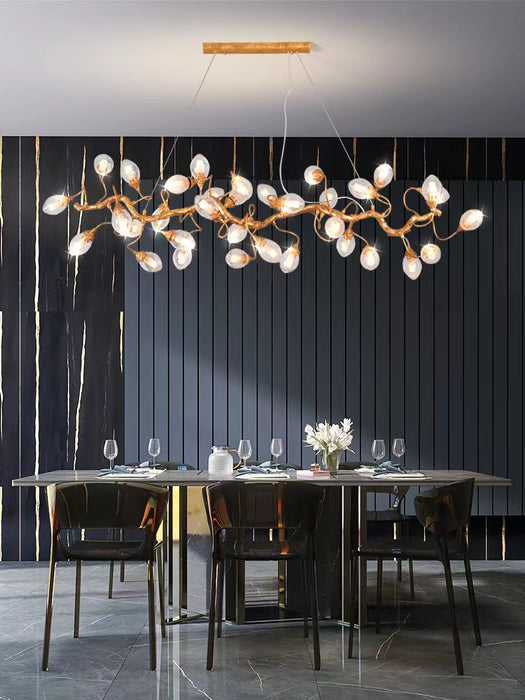 Lámpara colgante de rama de huevo de cristal de burbuja transparente de arte extragrande para comedor/isla de cocina/sala de estar