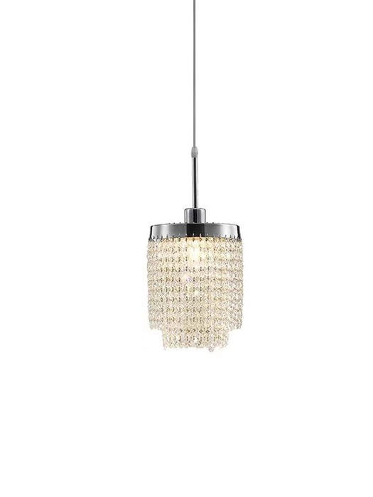 Modern Column Tiered Crystal Pendant Light in Chrome Finish Chandelier for Dining Room/Bedside/Entryway