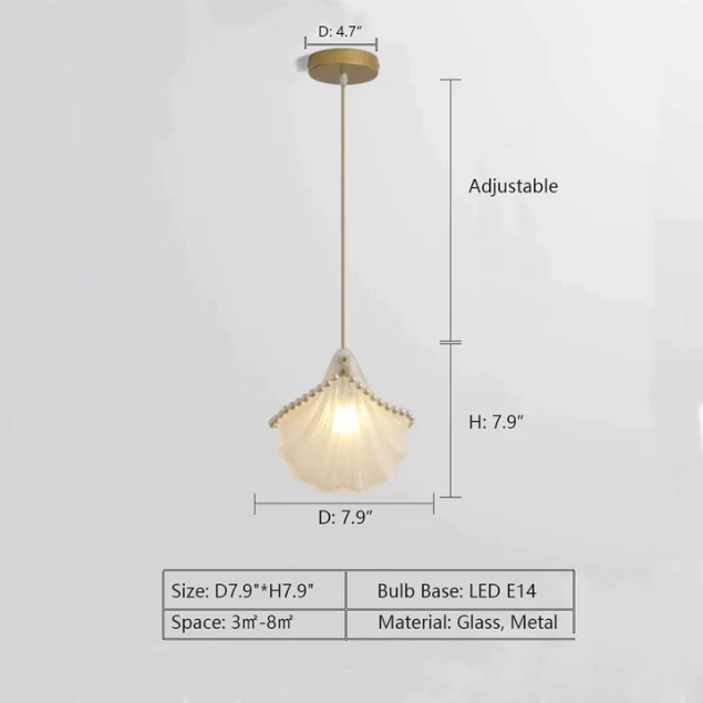 D7.9"*H7.9" pendant,chandelier,chandeliers,shell,seashell,chandelier light,modern,art,romantic,french,nordic,pearl,long table,dining table,kitchen island,white,glass,metal,bedside,hallway,entryway,entrys,foyer,cute