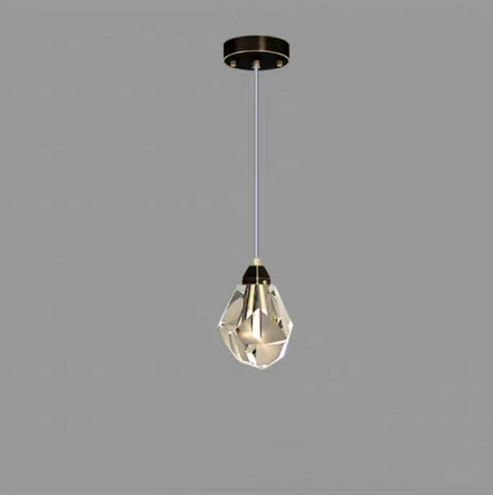 Modern Faceted Diamond Clear Crystal Pendant Light for Bedside/Coffee Table/Kitchen Island